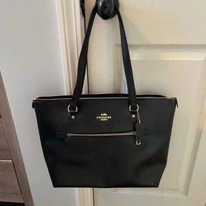 Coach black leather gallery tote